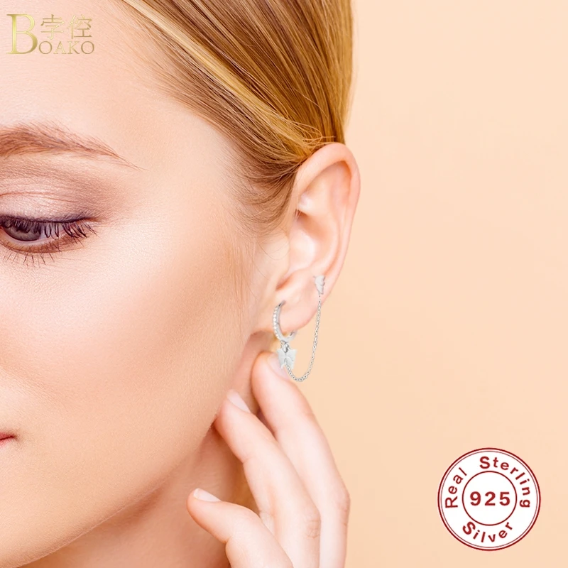 BOAKO 1pcs 925 Sterling Silver Butterfly Earring For Women Pendiente Plata Crystal CZ Hoop Earing Luxury Jewelry Piercing Earing
BOAKO 1pcs 925 Sterling Silver Butterfly Earring For Women Pendiente Plata Crystal CZ Hoop Earing Luxury Jewelry Piercing Earing