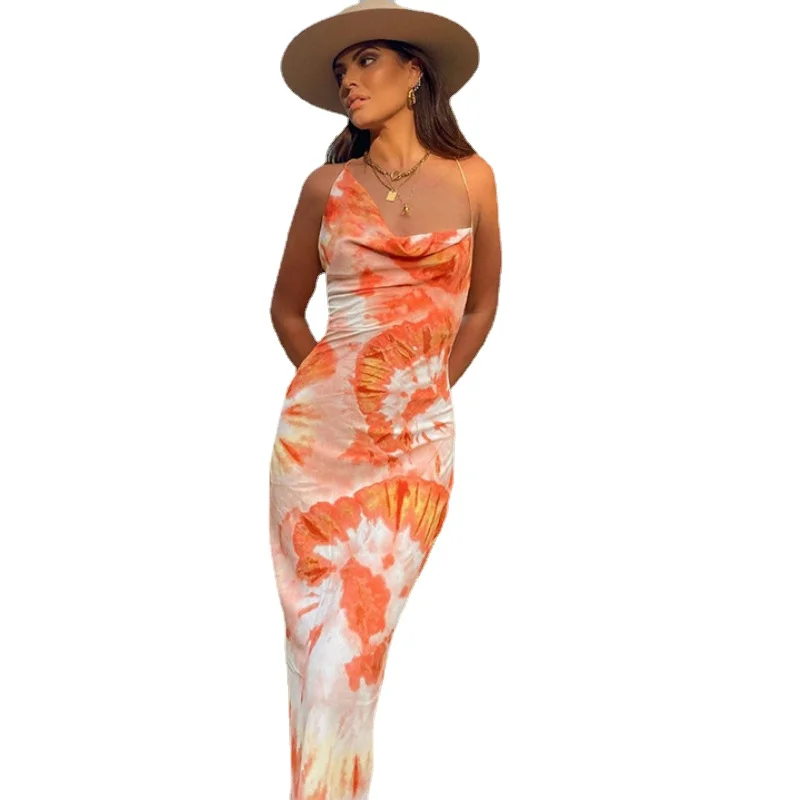 Tie Dye Print Fashion Sexy Backless Lace Up Ankle-length Dresses Sleeveless Club Party Holiday Spaghetti Strap Orange Sundress
Tie Dye Print Fashion Sexy Backless Lace Up Ankle-length Dresses Sleeveless Club Party Holiday Spaghetti Strap Orange Sundress