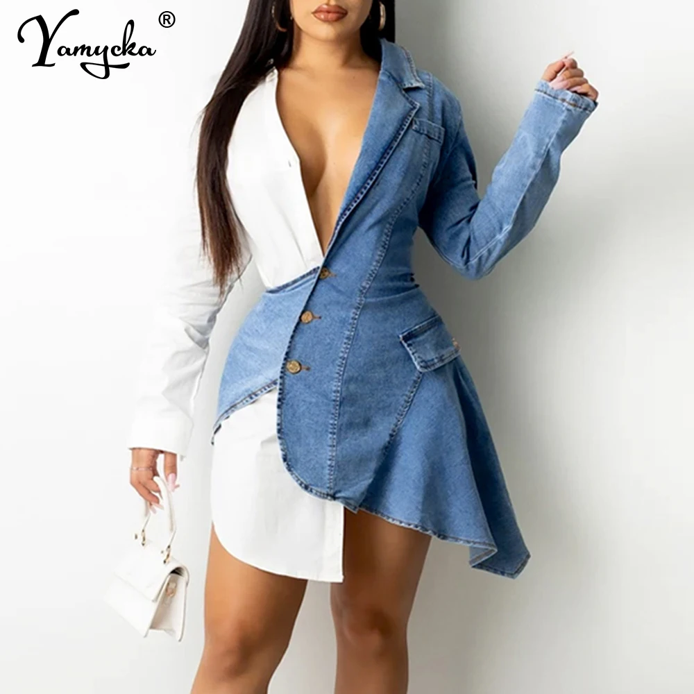 Sexy vintage Denim Patchwork corset mini summer dress women evening dresses club long sleeve casual bodycon party dress vestidos
Sexy vintage Denim Patchwork corset mini summer dress women evening dresses club long sleeve casual bodycon party dress vestidos