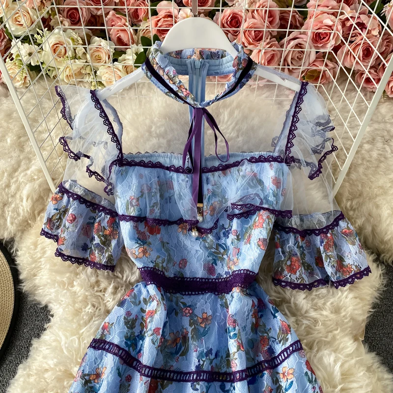 New Arrival High Quality Women's Fashion Mesh Lace Embroidery Flower Short Sleeve Ruffle Dress Elegant Retro Vestido De Mujer
New Arrival High Quality Women's Fashion Mesh Lace Embroidery Flower Short Sleeve Ruffle Dress Elegant Retro Vestido De Mujer