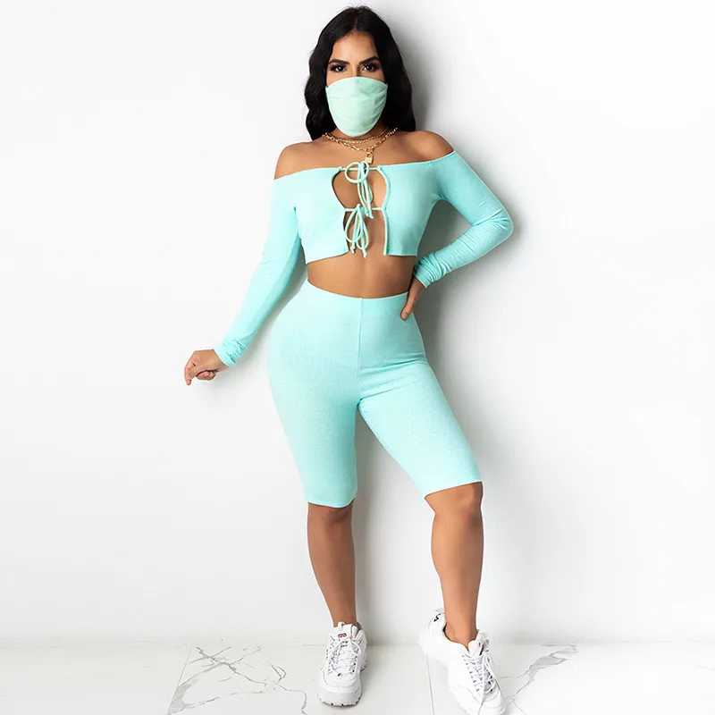 Hirigin, сексуальные женские костюмы, новые, с воротником-лодочкой, с длинными рукавами, с передней повязкой, повседневные комплекты одежды, Жен... 
Hirigin, сексуальные женские костюмы, новые, с воротником-лодочкой, с длинными рукавами, с передней повязкой, повседневные комплекты одежды, Жен...