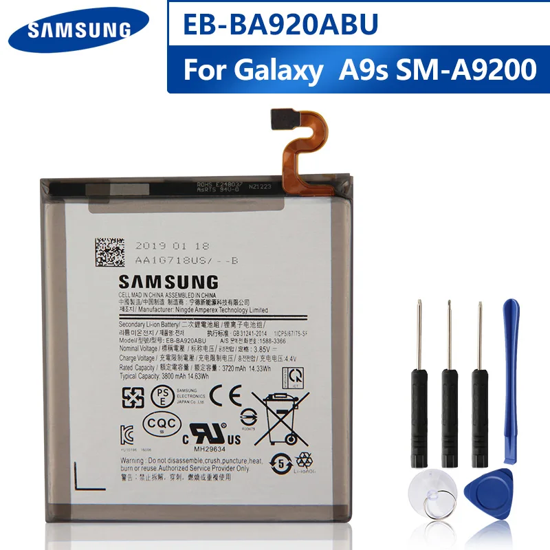 Original Replacement Phone Battery EB-BA920ABU For Samsung Galaxy A9s SM-A9200 A9200 2018 version A9 A920F Battery 3800mAh
Original Replacement Phone Battery EB-BA920ABU For Samsung Galaxy A9s SM-A9200 A9200 2018 version A9 A920F Battery 3800mAh
