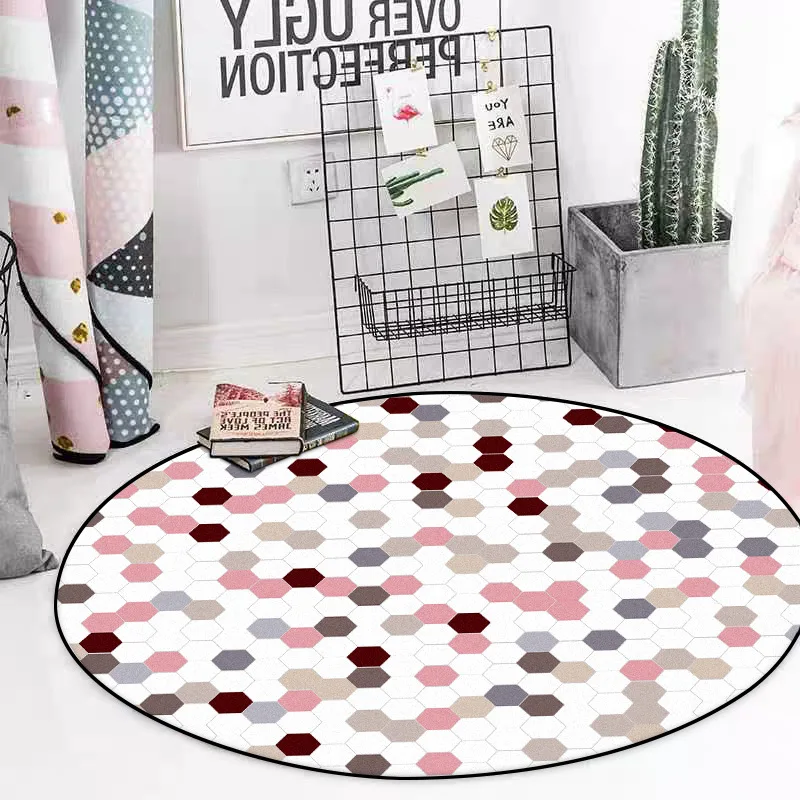 Fashion modern Nordic pink plaid mosaic princess room living bed round floor mat carpet
Fashion modern Nordic pink plaid mosaic princess room living bed round floor mat carpet