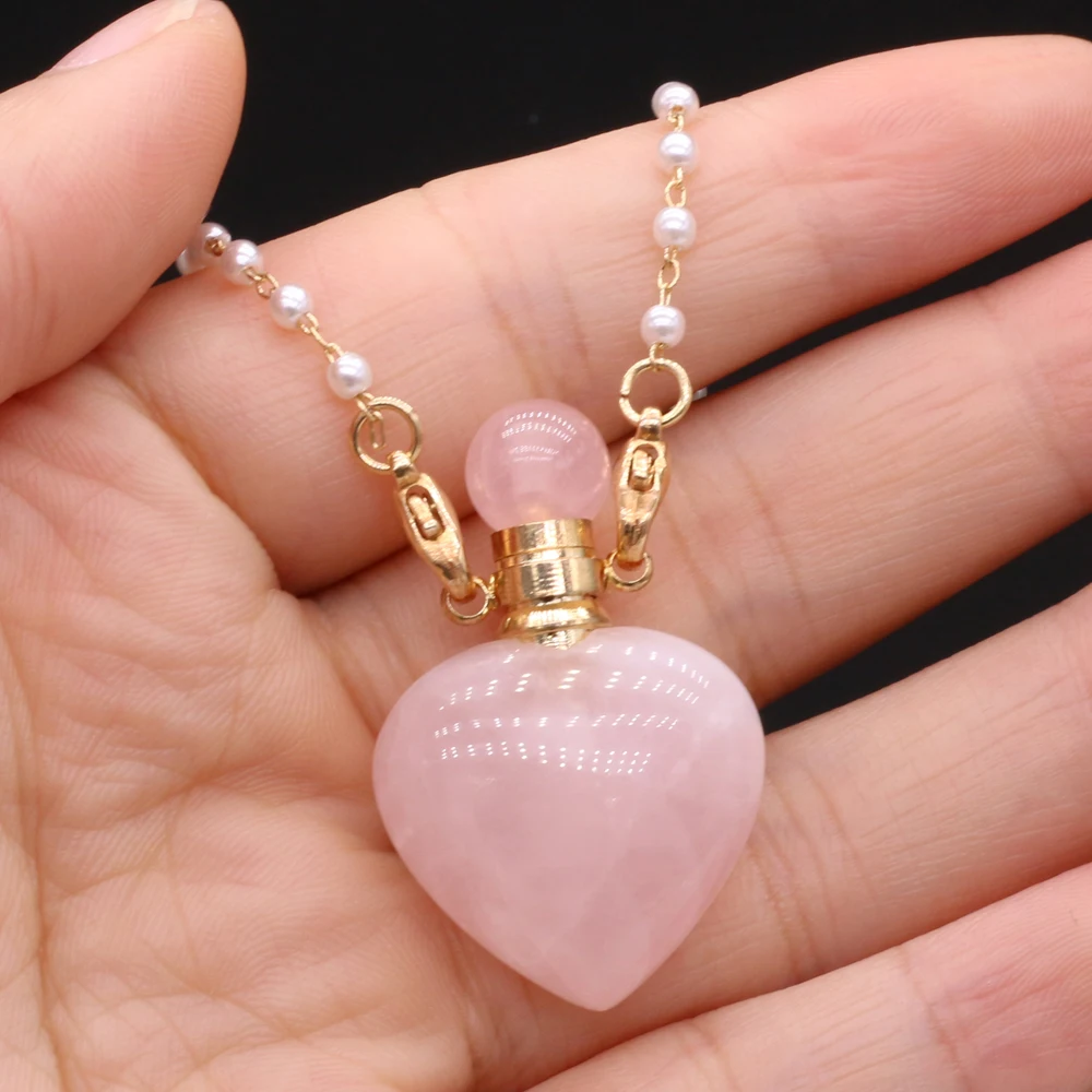 

Цепочка Из Натурального Розового Кварца с жемчугом, раннее ожерелье, ожерелье из агата и камня, подвески для женщин, лучший подарок 20x36 мм