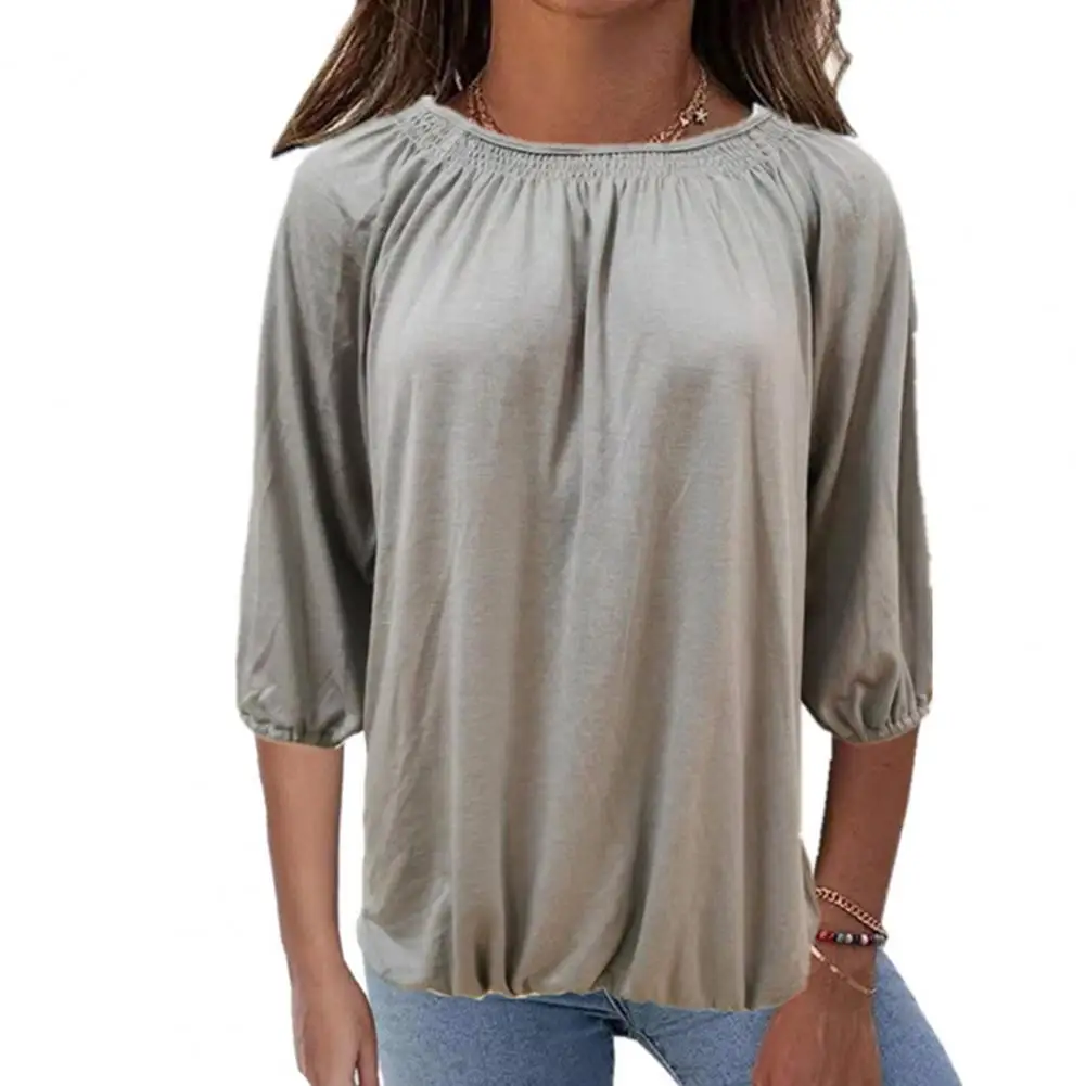 Women Blouse 3/4 Sleeve Solid Color Spring Autumn Fashion Round Neck Pleated Loose Stylish Shirt Streetwear Casual Tops
Women Blouse 3/4 Sleeve Solid Color Spring Autumn Fashion Round Neck Pleated Loose Stylish Shirt Streetwear Casual Tops