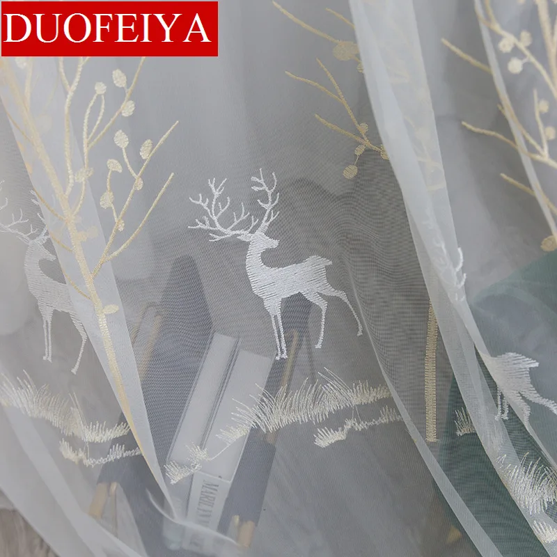 DUOFEIYA Nordic Elk White Embroidery Tulle Curtains for Kids Room Curtains Bedroom Living Room Window Panel
DUOFEIYA Nordic Elk White Embroidery Tulle Curtains for Kids Room Curtains Bedroom Living Room Window Panel