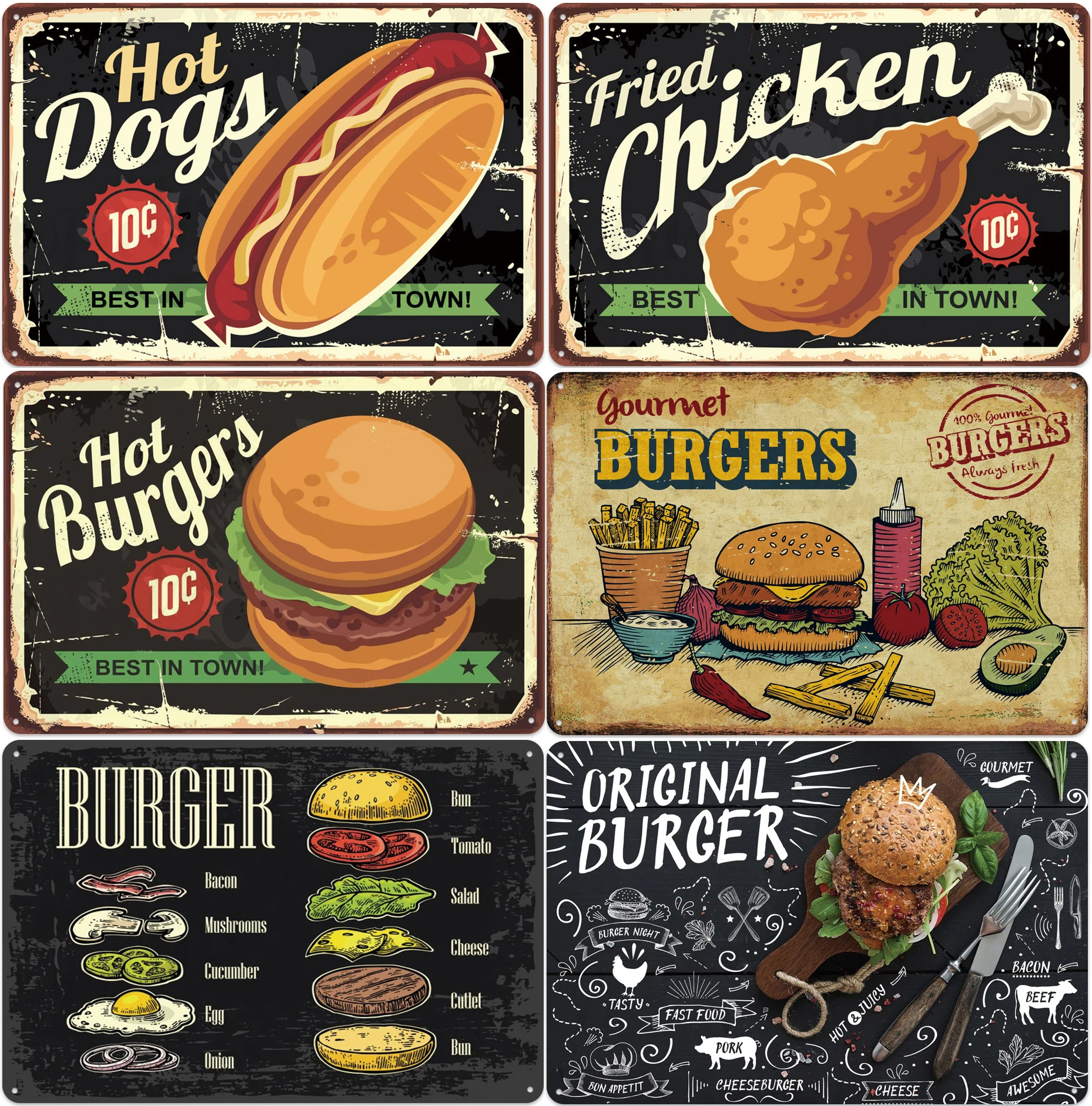 Fast Food Metal Tin Sign Chicken Hamburger Hot Dogs Vintage Poster Kitchen Restaurant Wall Art Decor Pai Retro Tinplate Plaques
Fast Food Metal Tin Sign Chicken Hamburger Hot Dogs Vintage Poster Kitchen Restaurant Wall Art Decor Pai Retro Tinplate Plaques