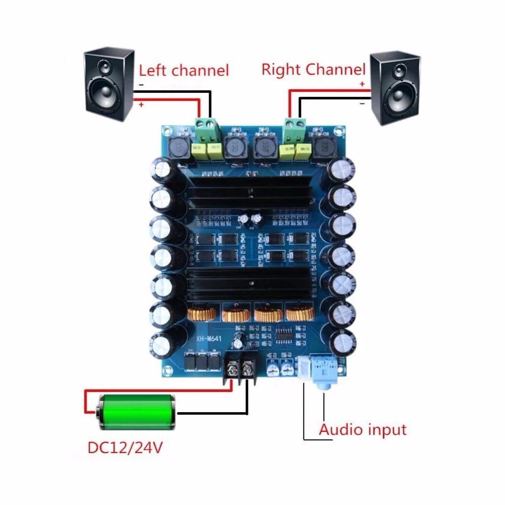 High Power 100W+100W TDA7498 Audio Digital amplifier board DC 12-24V Car RCA amplificador Speaker
High Power 100W+100W TDA7498 Audio Digital amplifier board DC 12-24V Car RCA amplificador Speaker