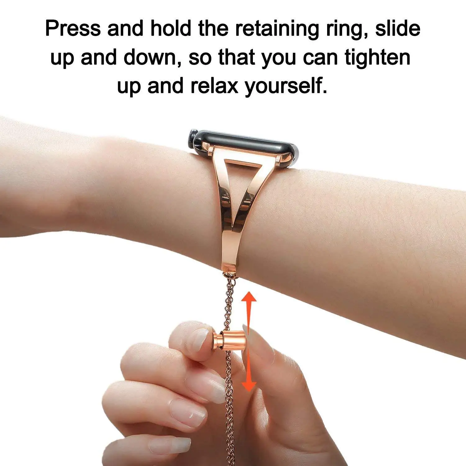 Suitable for Apple Watch Apple 12 / 3 / 4 Strap Stainless Steel Bracelet with V-shaped Rose Gold Chain Strap LXY
Suitable for Apple Watch Apple 12 / 3 / 4 Strap Stainless Steel Bracelet with V-shaped Rose Gold Chain Strap LXY