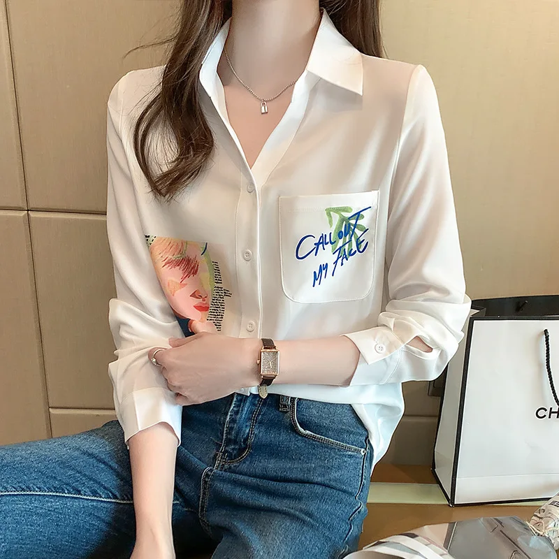 Yg Brand Women's Wear, 2021 New Women's Long Sleeve Top, Casual V-neck Printing Chiffon Shirt, Design Sense Small Fresh Small Sh
Yg Brand Women's Wear, 2021 New Women's Long Sleeve Top, Casual V-neck Printing Chiffon Shirt, Design Sense Small Fresh Small Sh