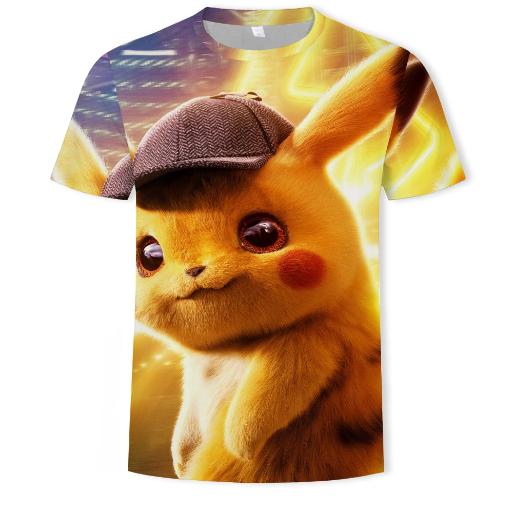 3D printing men and women all-match T-shirt summer student casual animation detective Pikachu O-neck loose short-sleeved trend
3D printing men and women all-match T-shirt summer student casual animation detective Pikachu O-neck loose short-sleeved trend