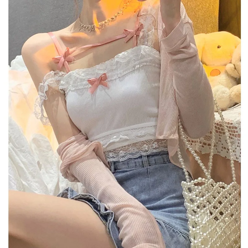 Kawaii кружевной жилет в стиле Лолиты для девочек, элегантные белые короткие милые майки, женская футболка на бретельках, японская летняя майк...
Kawaii кружевной жилет в стиле Лолиты для девочек, элегантные белые короткие милые майки, женская футболка на бретельках, японская летняя майк...
