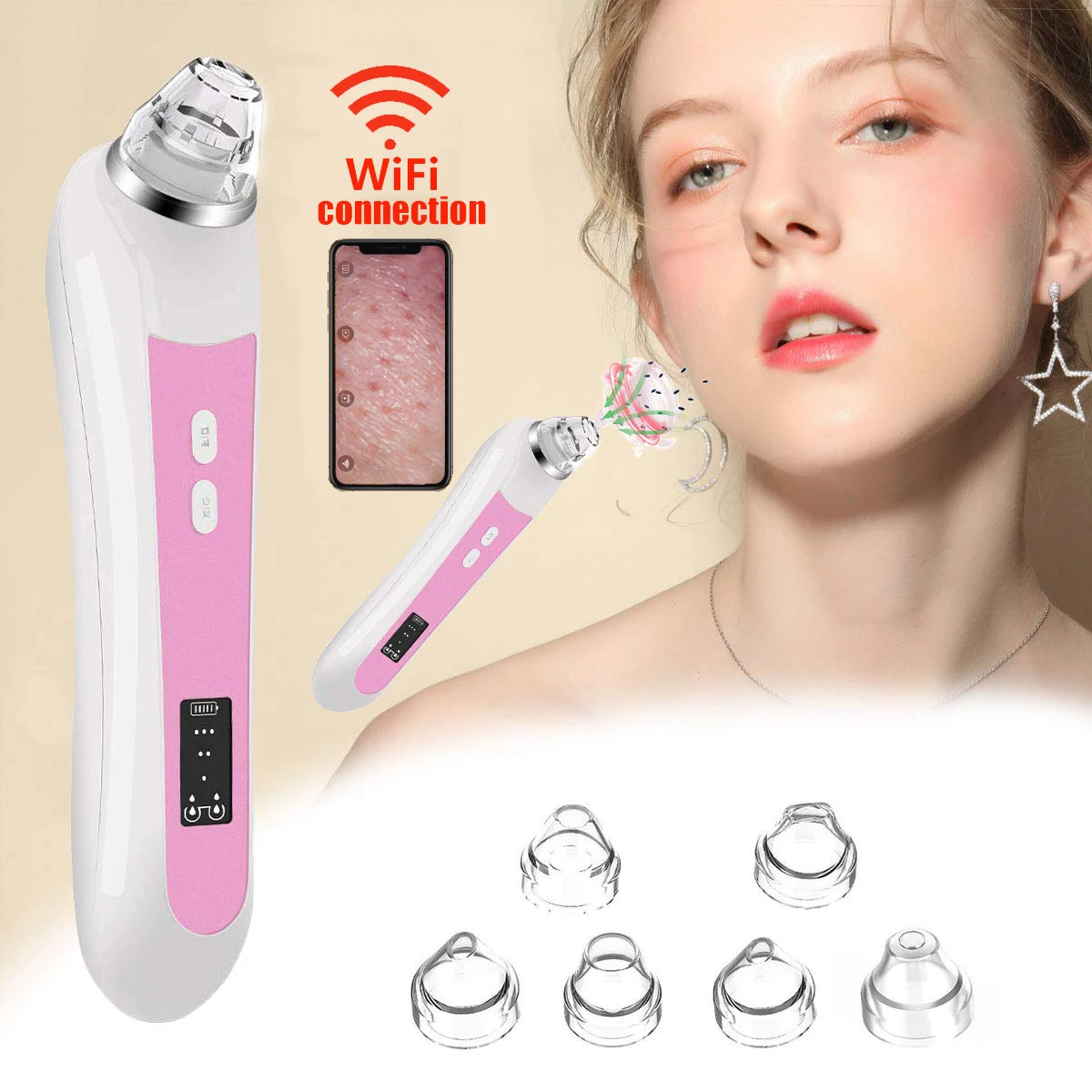 Electric Blackhead Remover Visual Blackhead Acne Removal Pore Cleaner Phone Linked Display WiFi Beauty Device for Skin Care
Electric Blackhead Remover Visual Blackhead Acne Removal Pore Cleaner Phone Linked Display WiFi Beauty Device for Skin Care
