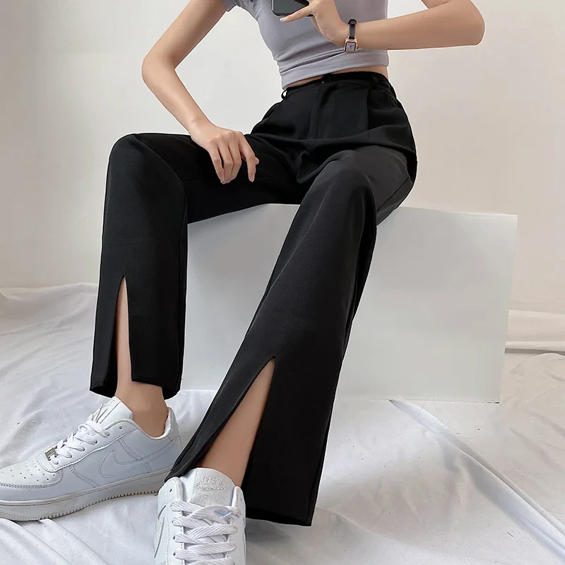 Front slit suit pants women's summer and spring 2021 new high-waisted loose straight-leg drape feeling mopping wide-leg pants
Front slit suit pants women's summer and spring 2021 new high-waisted loose straight-leg drape feeling mopping wide-leg pants