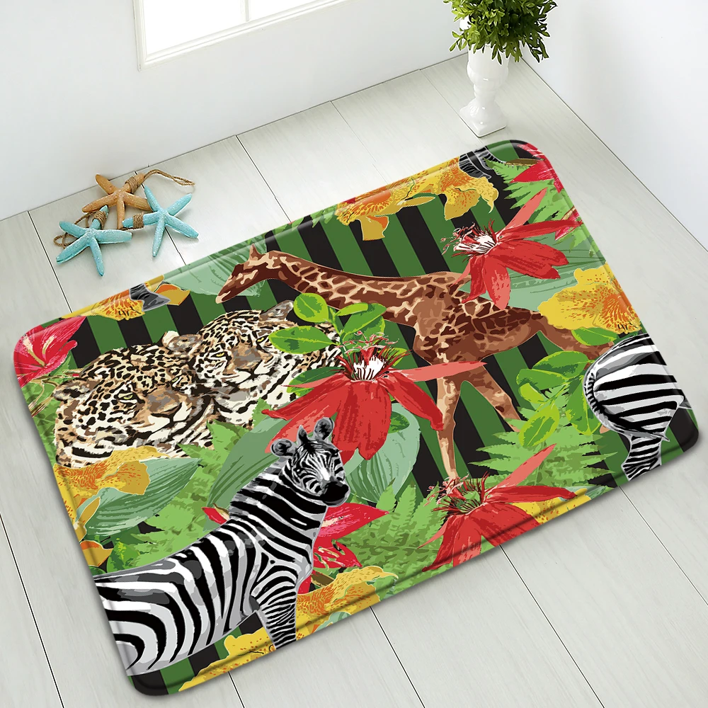 Tropical Jungle Animals Non-Slip Bathroom Mat Leopard Giraffe Tiger Green Leaf Bedroom Kitchen Entrance Doormat Absorbent Carpet
Tropical Jungle Animals Non-Slip Bathroom Mat Leopard Giraffe Tiger Green Leaf Bedroom Kitchen Entrance Doormat Absorbent Carpet