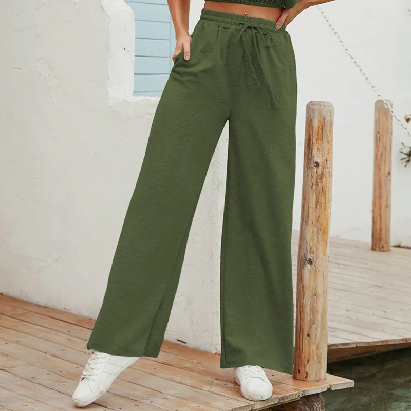 Benuynffy Pockets Drawstring Waist Women Casual Trousers Fashion Loose Sports High Waist Pants 2020 Female Solid Wide Leg Pants
Benuynffy Pockets Drawstring Waist Women Casual Trousers Fashion Loose Sports High Waist Pants 2020 Female Solid Wide Leg Pants