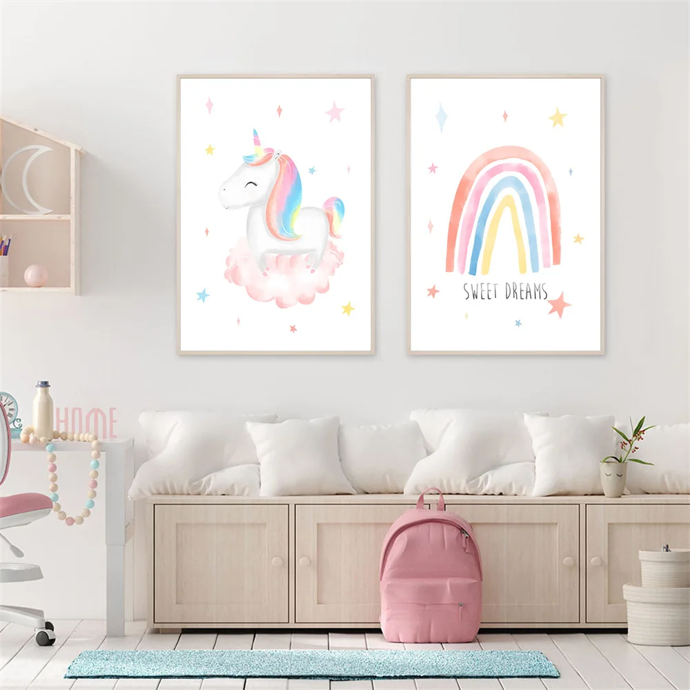 Abstract Unicorn Rainbow Wall Art Poster Cloud Star Art Print Sweet Dream Quotes Canvas Painting Nordic Baby Girl Kid Room Decor
Abstract Unicorn Rainbow Wall Art Poster Cloud Star Art Print Sweet Dream Quotes Canvas Painting Nordic Baby Girl Kid Room Decor