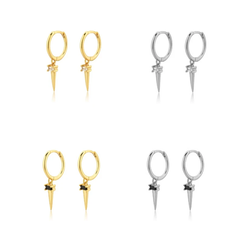 Silver Gold Color 8.5mm Spike White Black Zircon CZ Drop Earrings 2022 Rock Punk Fashion Jewelry Piercing Ohrringe Pendientes
Silver Gold Color 8.5mm Spike White Black Zircon CZ Drop Earrings 2022 Rock Punk Fashion Jewelry Piercing Ohrringe Pendientes