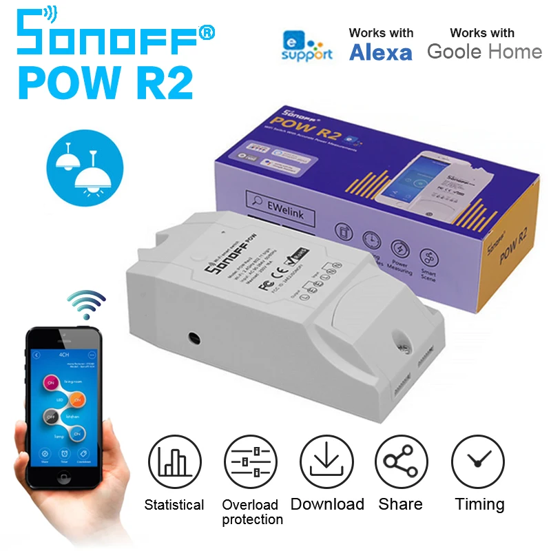 Смарт переключатель SONOFF POW R2 с Wi Fi автоматизация дома устройство для измерения