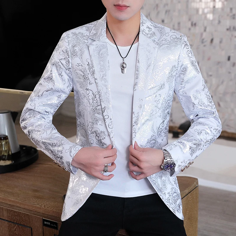 2021 New Men's Luxury Blazer Jacket Golden-Plating Floral British Slimming White Suit Coat Male Spring Summer Casual Clothing
2021 New Men's Luxury Blazer Jacket Golden-Plating Floral British Slimming White Suit Coat Male Spring Summer Casual Clothing