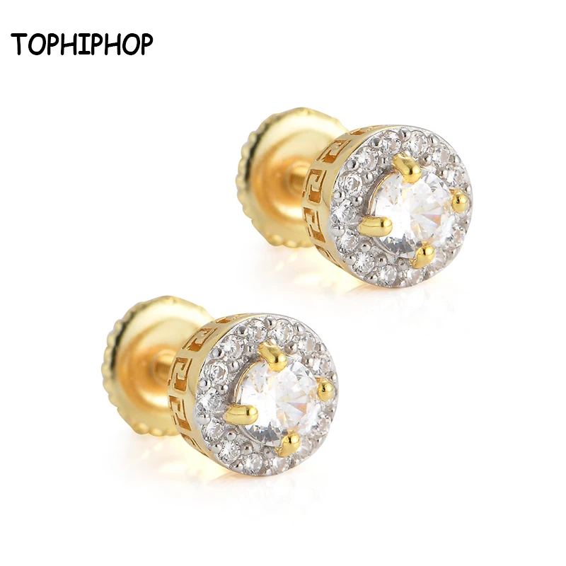 TOPHIPHOP Hip Hop Round CZ Stud Earrings Screw Back Buckle Bling Big Zircon Stud Earrings Hip Hop Rock Jewelry Men Women
TOPHIPHOP Hip Hop Round CZ Stud Earrings Screw Back Buckle Bling Big Zircon Stud Earrings Hip Hop Rock Jewelry Men Women