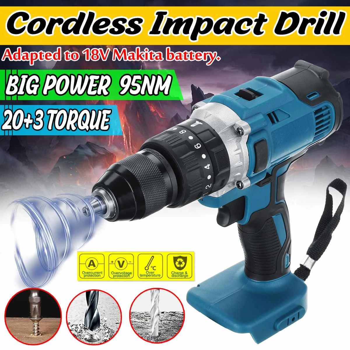 for 18V Makita Battery 3 in 1 Electric Cordless Impact Drill 13mm Rechargeable Electric Screwdriver Drill Power Driver Tool
for 18V Makita Battery 3 in 1 Electric Cordless Impact Drill 13mm Rechargeable Electric Screwdriver Drill Power Driver Tool