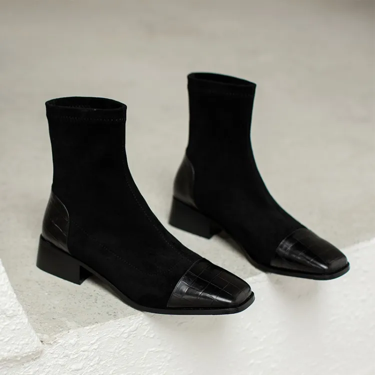 MLJUESE 2021 women Ankle boots Cow leather+Flock Winter short plush Square Toe Med heels female boots size 39 
MLJUESE 2021 women Ankle boots Cow leather+Flock Winter short plush Square Toe Med heels female boots size 39