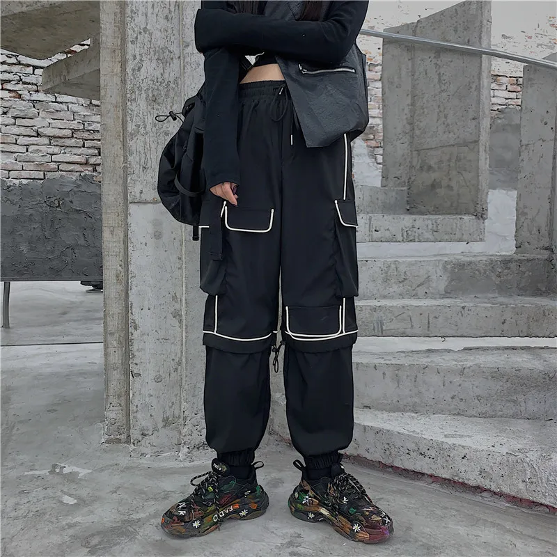 #1550 Streetwear Hip Hop Pants Women Black Loose Long Joggers 3m Reflective Stripe Pencil Pants Ladies Sweat Pants With Pockets
#1550 Streetwear Hip Hop Pants Women Black Loose Long Joggers 3m Reflective Stripe Pencil Pants Ladies Sweat Pants With Pockets