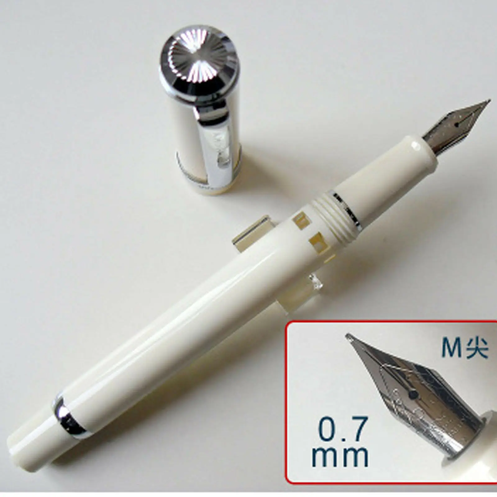 

2020 Model St Penpps 698 Piston Fountain Pen White Silver Clip Ink Pen M Nib(0.7mm) Stationery Office school supplies Writing