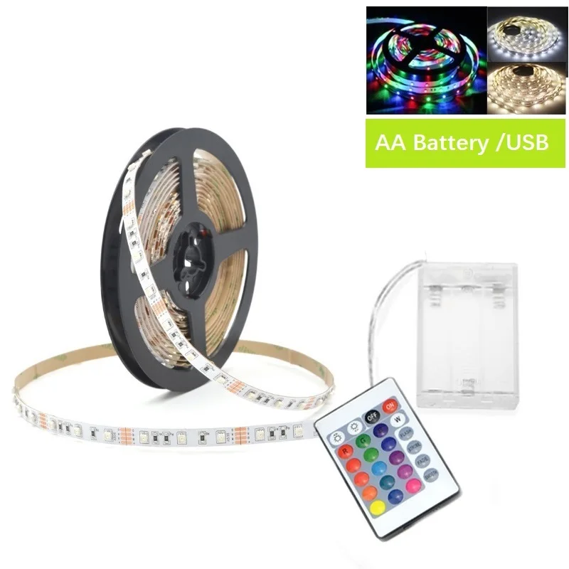 AA Battery RGB LED Strip Light 5050 USB Flexible Luces LED RGB Tape 55/65 Inch TV Backlight LED Lights For Home Kitchen Party
AA Battery RGB LED Strip Light 5050 USB Flexible Luces LED RGB Tape 55/65 Inch TV Backlight LED Lights For Home Kitchen Party