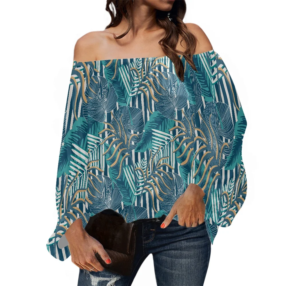 Lowest Price Custom Women Tropical Palm Leaves Print Womens Tops Sexy Ladies Off Shoulder Crop Top Long Sleeve Shirt For Women
Lowest Price Custom Women Tropical Palm Leaves Print Womens Tops Sexy Ladies Off Shoulder Crop Top Long Sleeve Shirt For Women
