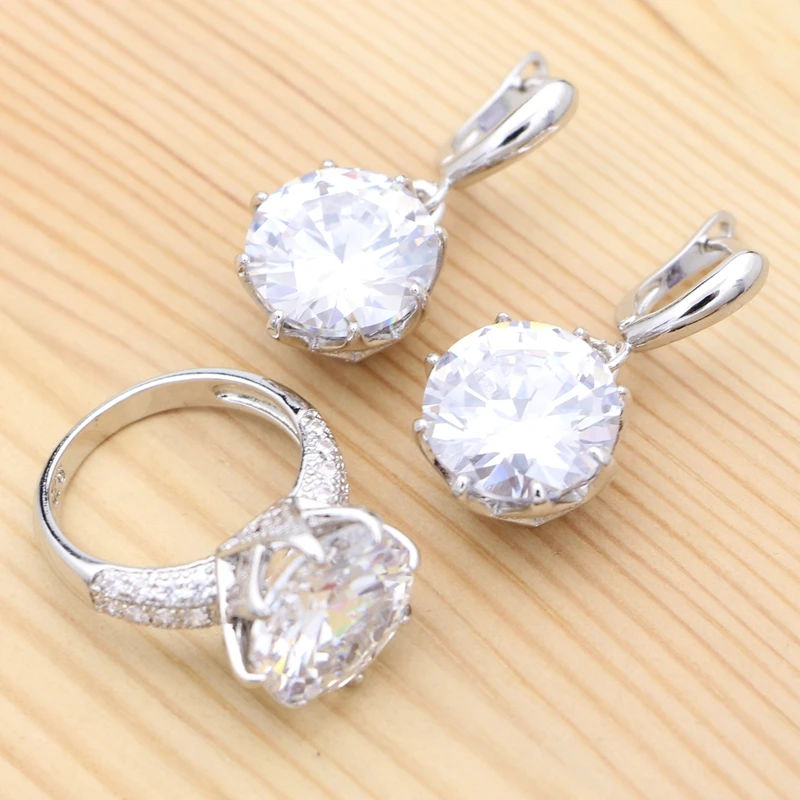 Cubic Zirconia Round Crystal 925 Silver Bridal Jewelry Set for Women Classic Ring Earrings Wedding Jewelry
Cubic Zirconia Round Crystal 925 Silver Bridal Jewelry Set for Women Classic Ring Earrings Wedding Jewelry
