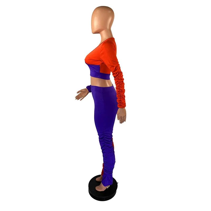 Solid Color Patchwork V-Neck Long Sleeves & Stacked Leggings Summer Women Suit Hot Style Model Sexy Two Pieces Set
Solid Color Patchwork V-Neck Long Sleeves & Stacked Leggings Summer Women Suit Hot Style Model Sexy Two Pieces Set