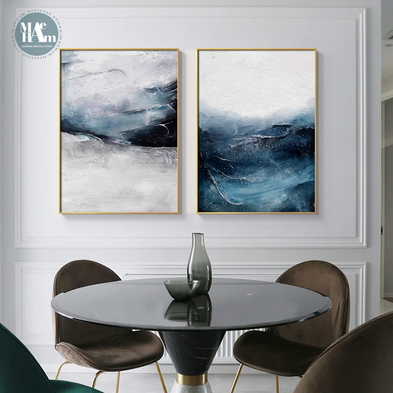 Картина маслом синее море настенная на холсте современное изображение Плакат