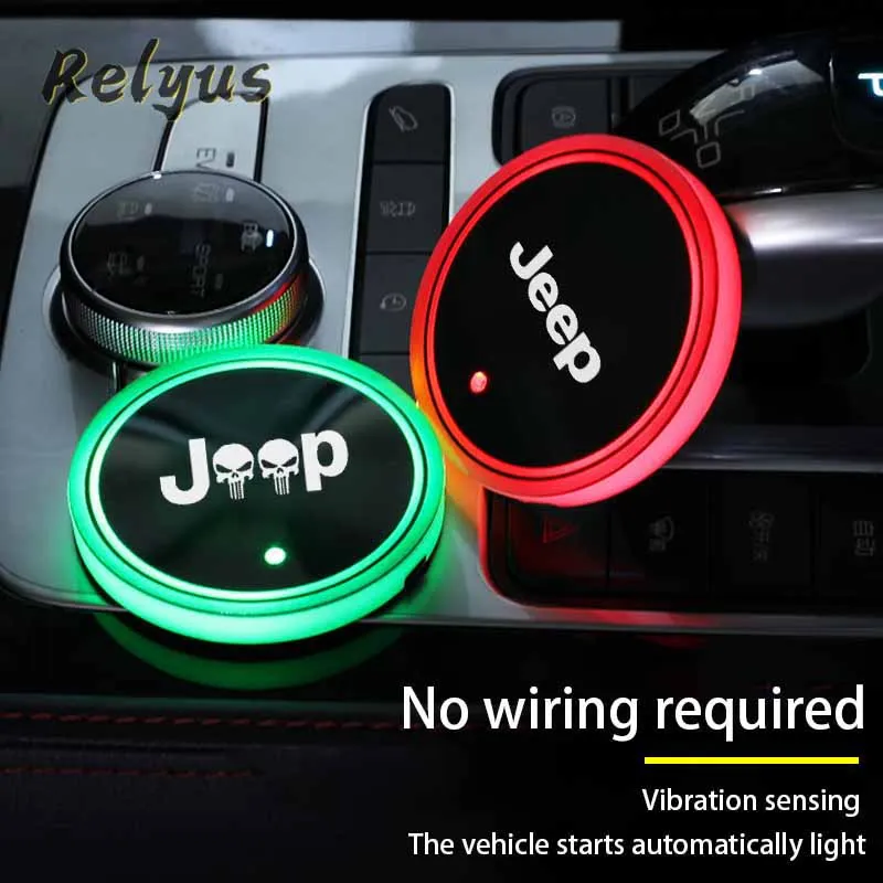 7 Color Car Luminous Cup Mat Coaster Led Atmosphere Light mat For Jeep Renegade Wrangler JK JL Grand Cherokee Accessores
7 Color Car Luminous Cup Mat Coaster Led Atmosphere Light mat For Jeep Renegade Wrangler JK JL Grand Cherokee Accessores