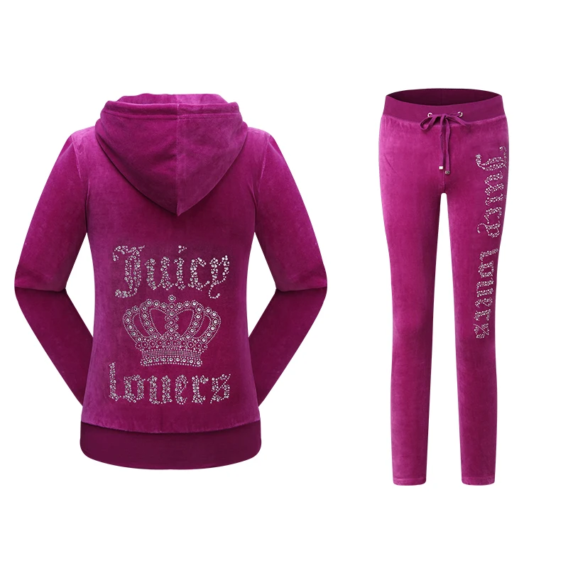JUICY Ladies casual two-piece 2021 spring/ autumn fashion zipper sweater diamond-studded printed velvet fabric sportswear suit
JUICY Ladies casual two-piece 2021 spring/ autumn fashion zipper sweater diamond-studded printed velvet fabric sportswear suit