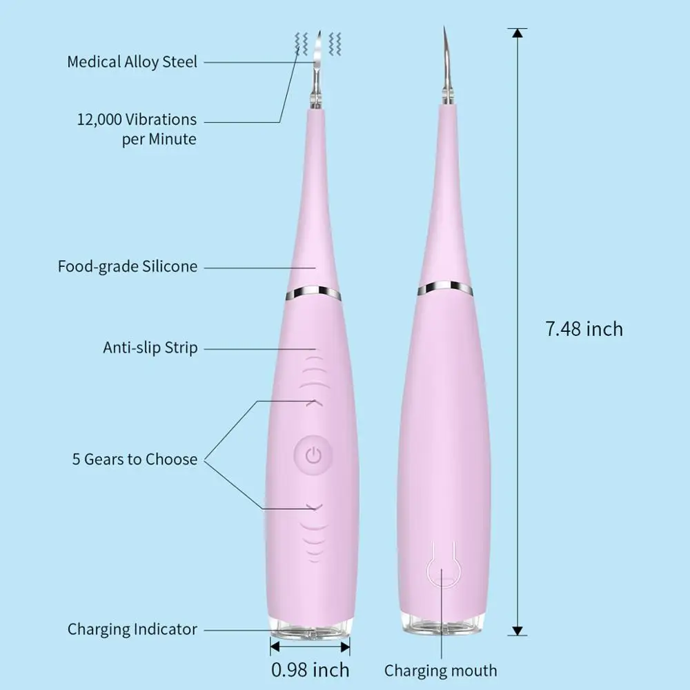 Dental Calculus Remover, iFanze Rechargeable ultrasonic Tartar Scraper At-home Plaque Remover Dental Clean Tools Professional
Dental Calculus Remover, iFanze Rechargeable ultrasonic Tartar Scraper At-home Plaque Remover Dental Clean Tools Professional