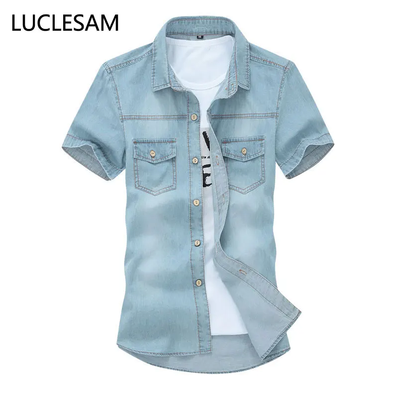 Casual Short Sleeve Mens Denim Shirt Slim Fit Jeans Shirts for Men Brand New Solid Pocket Male Cotton Shirts Camisas Para Hombre
Casual Short Sleeve Mens Denim Shirt Slim Fit Jeans Shirts for Men Brand New Solid Pocket Male Cotton Shirts Camisas Para Hombre