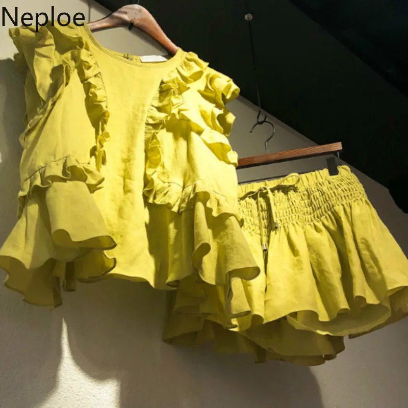Neploe комплекты из 2 предметов женские костюмы лето 2021 корейский грибок футболки