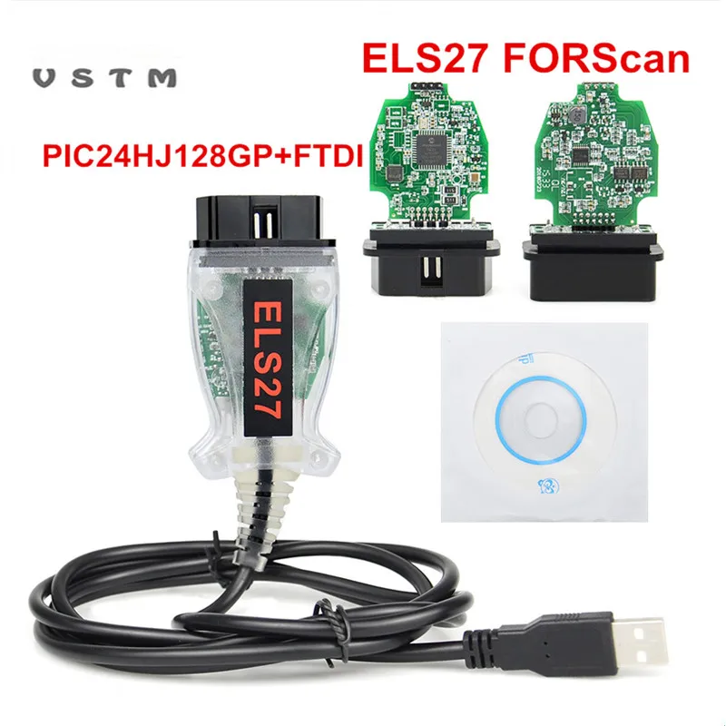 Сканер ELS27 FORScan PIC24HJ128GP + FTDI Mircochip Поддержка многоязычной работы ELM327 J2534 для
