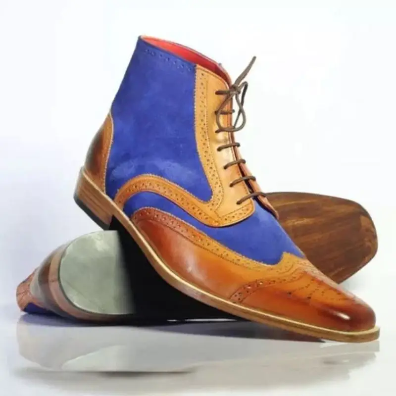 2021 Men PU Leather Splicing Lace Up Low Heel Fashion Color Matching High Top Martin Boots Block Carved Boots Formal Dress KP384 
2021 Men PU Leather Splicing Lace Up Low Heel Fashion Color Matching High Top Martin Boots Block Carved Boots Formal Dress KP384