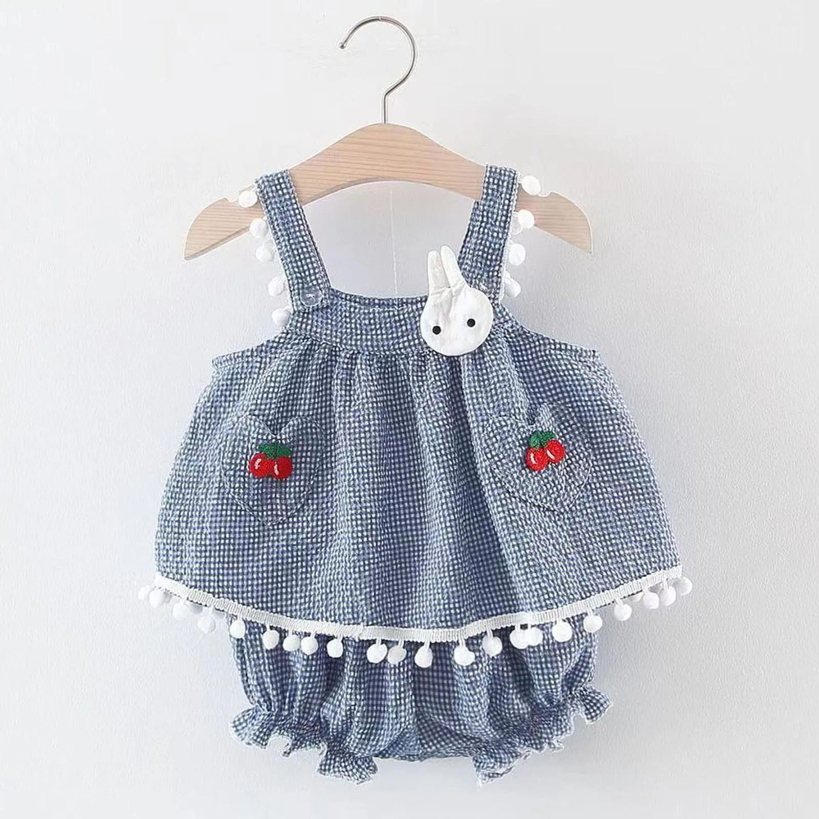 Cute Baby Clothes Set Summer For Infant Baby Girls Suspenders Plaid Dress Tops Shorts Outfits Set Tassel Rabbit Newborn Clothing
Cute Baby Clothes Set Summer For Infant Baby Girls Suspenders Plaid Dress Tops Shorts Outfits Set Tassel Rabbit Newborn Clothing