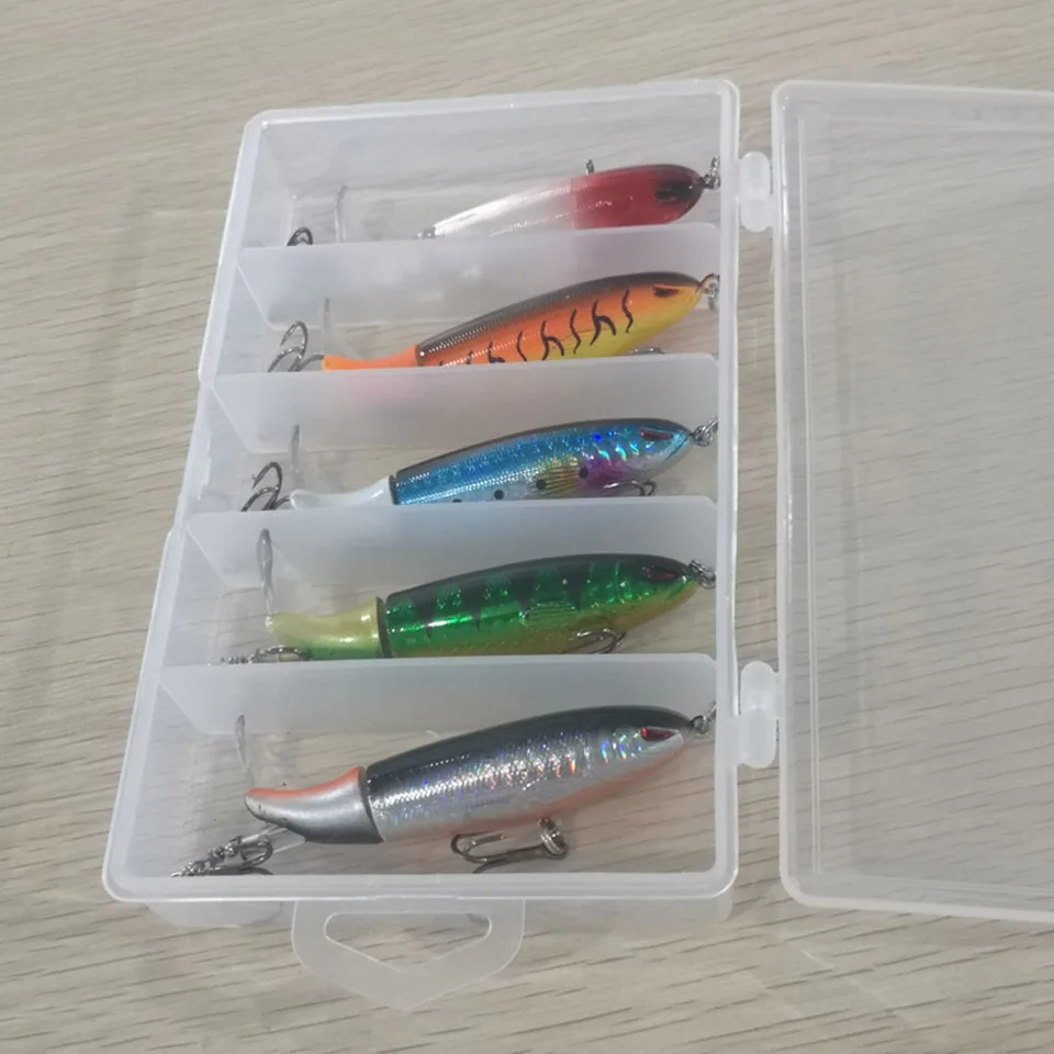 5PCS Topwater Fishing Lure Set/Whopper Bait with Box/Rotating Tail 13g 19g Pencil Popper Hard Bait Fishing
5PCS Topwater Fishing Lure Set/Whopper Bait with Box/Rotating Tail 13g 19g Pencil Popper Hard Bait Fishing