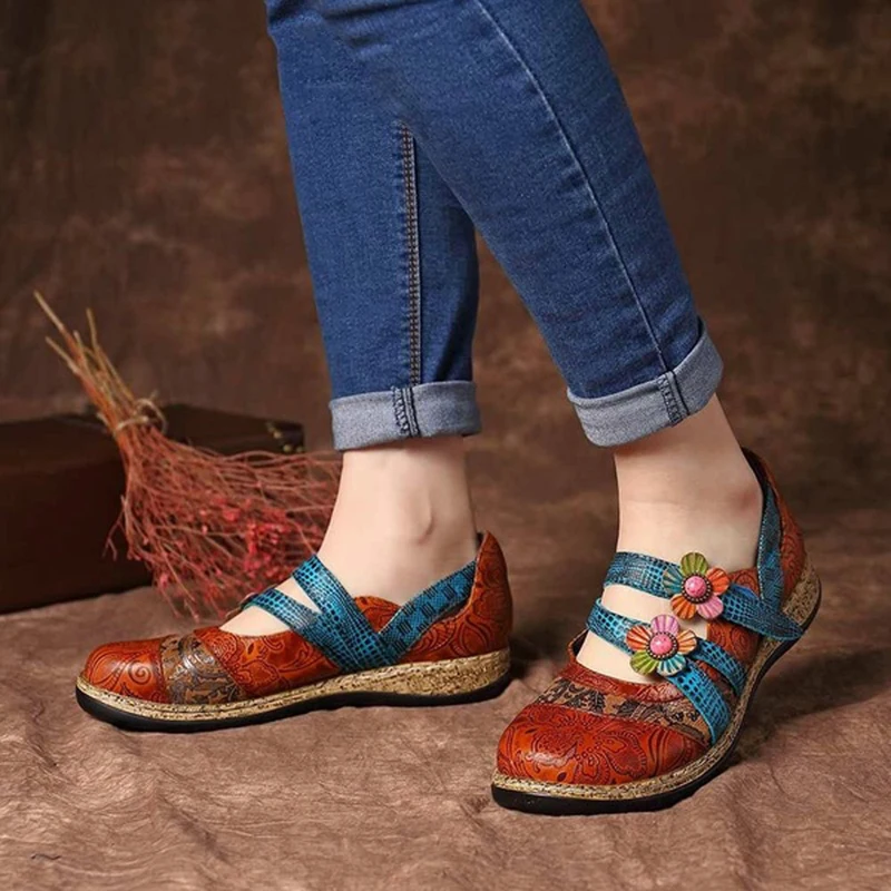 Vintage Leather Women Bohemian Flats Shoes Fashion Flower Soft Bottom Design Round Toe Mix Color Flat Shoes
Vintage Leather Women Bohemian Flats Shoes Fashion Flower Soft Bottom Design Round Toe Mix Color Flat Shoes