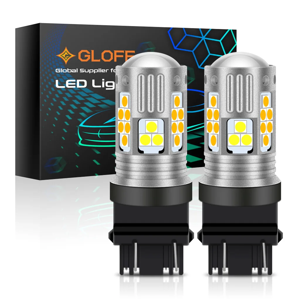 

GLOFE 2Pcs 3157 T20 7443 W21/5W W21W LED Canbus Switchback Bulbs For Car DRL Turn Signal Lights Dual Color White and Amber 12V