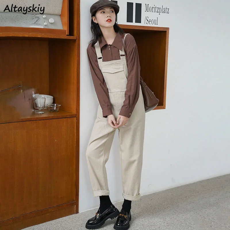 Jumpsuits Women Full Length Leisure Korean Preppy Style Streetwear Fashion Simple Mujer Straight Femme Trouser Cozy All-match
Jumpsuits Women Full Length Leisure Korean Preppy Style Streetwear Fashion Simple Mujer Straight Femme Trouser Cozy All-match