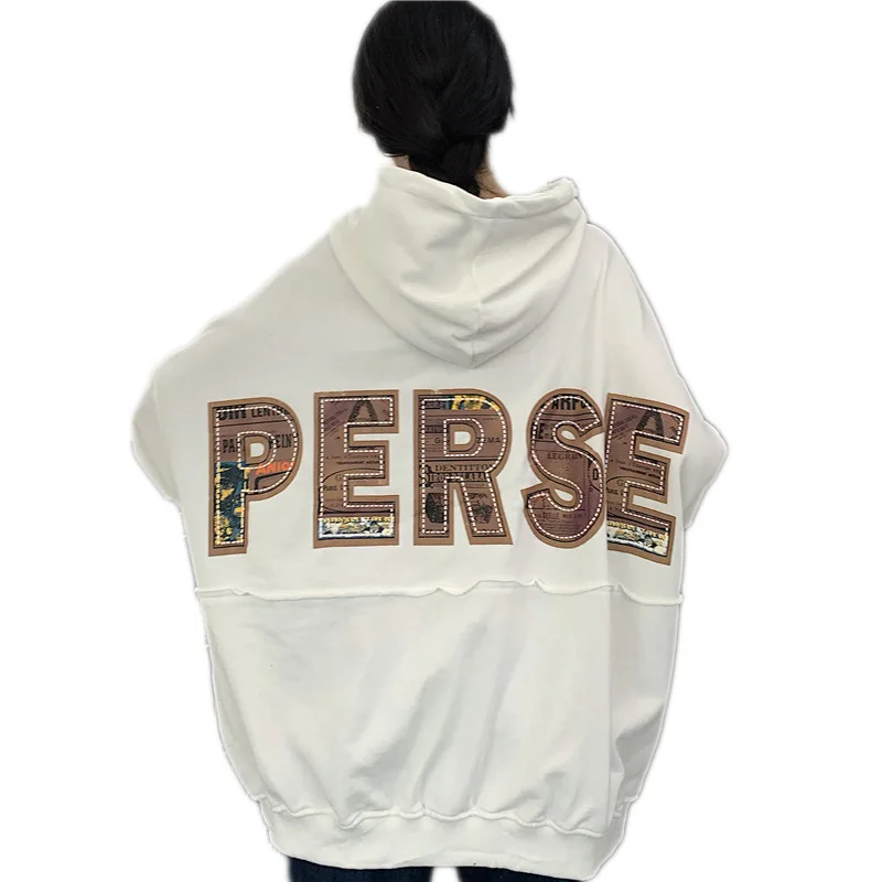 6535 cotton 2021 autumn loose size fat mm hooded sweater women's literature letters casual Pullover coat
6535 cotton 2021 autumn loose size fat mm hooded sweater women's literature letters casual Pullover coat