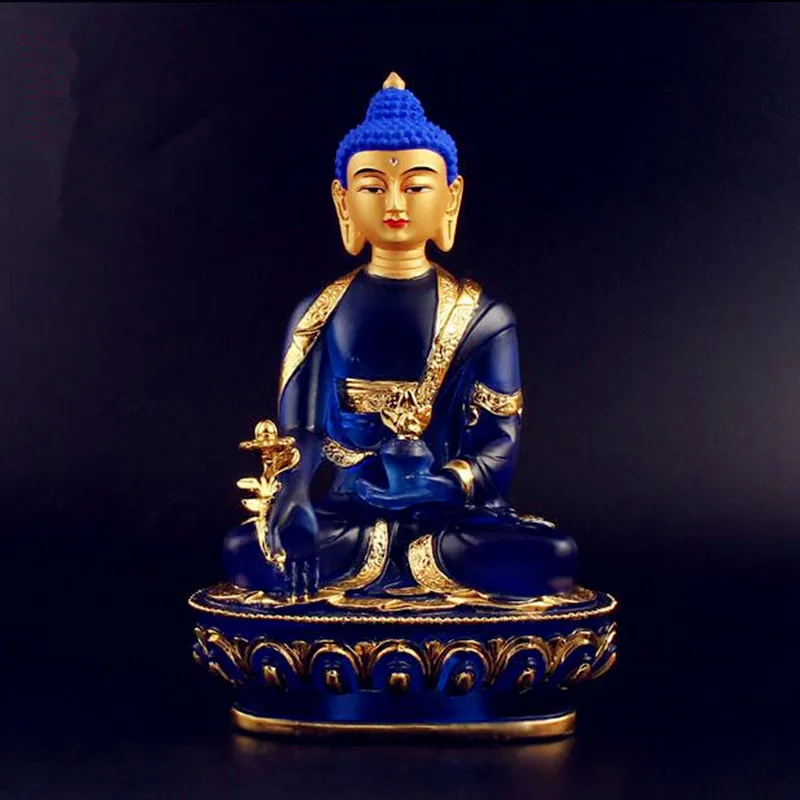 

High quality solemn and sacred Colored glaze Pharmacist Buddha Image Disaster Relief Yanshou Tibetan Buddhism Free Ship