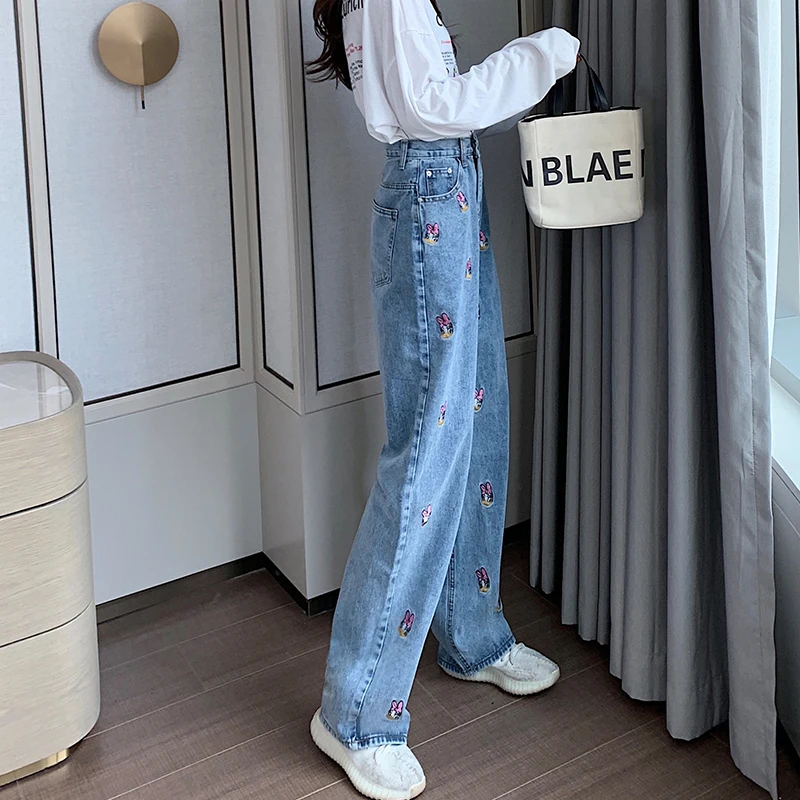 Jeans For Women Embroidery Wide Leg Jeans For Woman High Waist Jeans Straight Cartoon Pants Denim Jean Mujer Jean Femme
Jeans For Women Embroidery Wide Leg Jeans For Woman High Waist Jeans Straight Cartoon Pants Denim Jean Mujer Jean Femme