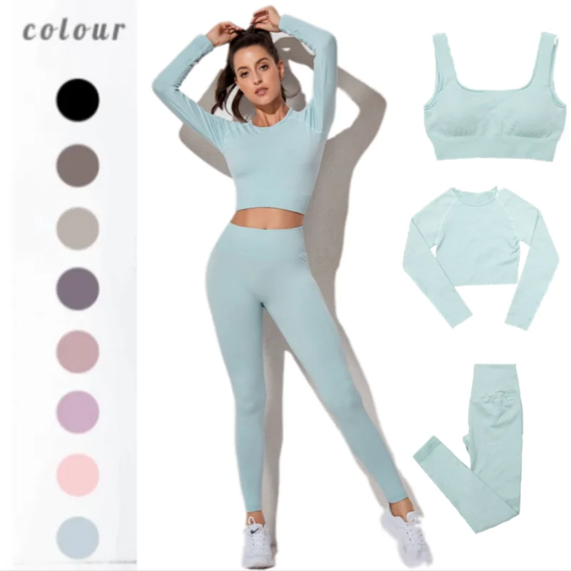 Women Sport Suit Yoga Set Athletic Wear Gym Workout Clothes Long Sleeve Fitness Crop Top Bra+ High Waist Seamless Sport Leggings
Women Sport Suit Yoga Set Athletic Wear Gym Workout Clothes Long Sleeve Fitness Crop Top Bra+ High Waist Seamless Sport Leggings